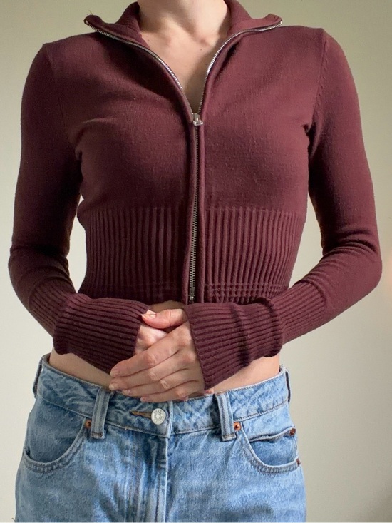 Urban Outfitters Sweaters - Urban Outfitters Maroon Zip Longsleeve